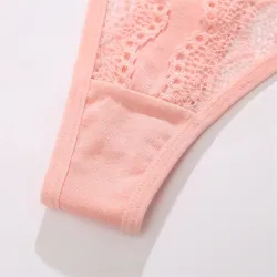 Tangas de renda sexy - laterais ocas com tiras duplas - 1 peça