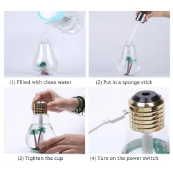 Bulb shaped air humidifier - ultrasonic diffuser - LED - 400mlHumidifiers