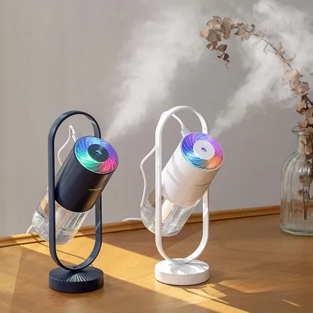 Humidificateur d'air à ultrasons - brumisateur rotatif à 360 degrés - avec LED - 200 ml