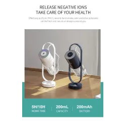 Humidificateur d'air à ultrasons - brumisateur rotatif à 360 degrés - avec LED - 200 ml