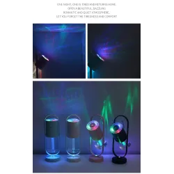 Ultraljudsluftfuktare - 360 graders rotationsdimspray - med LED - 200 ml