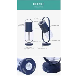 Humidificateur d'air à ultrasons - brumisateur rotatif à 360 degrés - avec LED - 200 ml