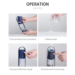 Humidificateur d'air à ultrasons - brumisateur rotatif à 360 degrés - avec LED - 200 ml
