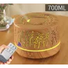 Humidificateur d'air à ultrasons - diffuseur d'huiles essentielles - LED colorées - avec télécommande - 700 ml