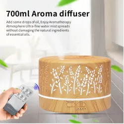 Ultrasonic air humidifier - essential oils diffuser - colorful LED - with remote control - 700 mlHumidifiers