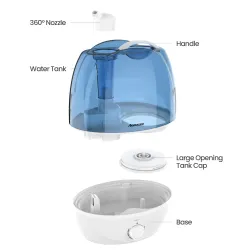 Humidificateur d'air à ultrasons - réglable à 360 degrés - 2,6 L