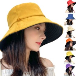 Chapeau de soleil double face - bord large - avec cordons ajustables - style seau