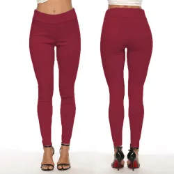 PantalonesPantalón lápiz clásico de algodón - cintura alta - con bolsillos - elástico - estilo Slim