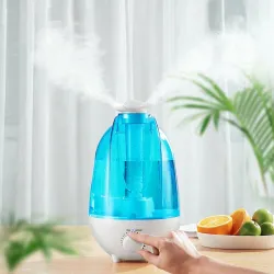 Ultraljudsluftfuktare - spridare för eterisk olja - dubbel dimspruta - med LED - 4 L