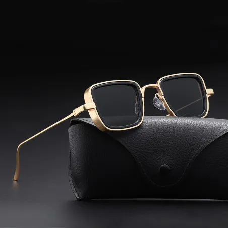 Vintage firkantede solbriller - antirefleksglass - metallramme - UV400 - unisex