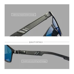 Rektangel polariserede solbriller - aluminiumsstel - med etui - UV400