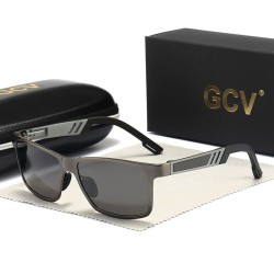 Rechteckige polarisierte Sonnenbrille - Aluminiumrahmen - mit Etui - UV400