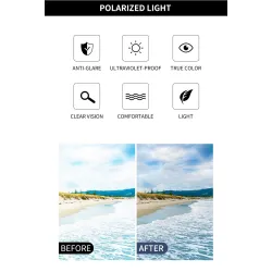 Rektangel polariserede solbriller - aluminiumsstel - med etui - UV400