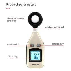 Illuminometer - digital lysmåler - fotometer - 200.000 Lux / Fc