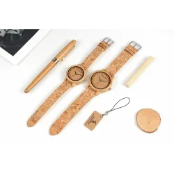 RelojesReloj de madera de bambú - Cuarzo - hecho a mano - correa de corcho - para ella - para él - para parejas
