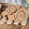 RelojesReloj de madera de bambú - Cuarzo - hecho a mano - correa de corcho - para ella - para él - para parejas