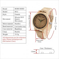 Bamboe houten horloge - Quartz - handgemaakt - kurken band - voor haar - voor hem - voor koppelsHorloges
