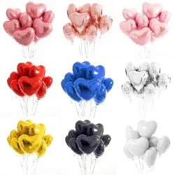 Ballons aluminium - gonflables à l'hélium - en forme de coeur - 45 cm