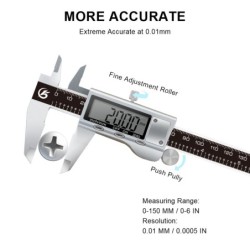 Digitale nonius - elektronische schuifmaat - micrometer - dieptemeetinstrument - roestvrij staalSchuifmaat