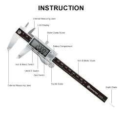 Vernier numérique - pied à coulisse électronique - micromètre - outil de mesure de profondeur - acier inoxydable
