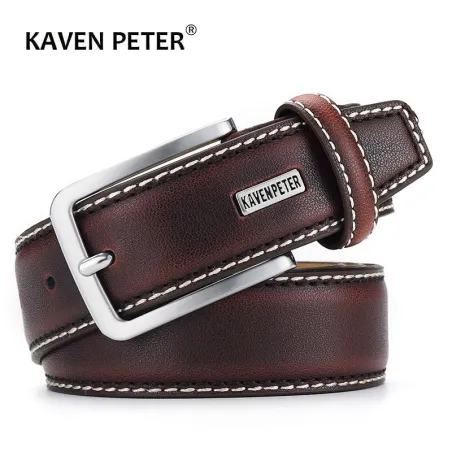 CinturónCinturón de diseñador para hombre - cuero genuino - hebilla de metal - marrón