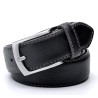 CinturónCinturón de diseñador para hombre - cuero genuino - hebilla de metal - negro
