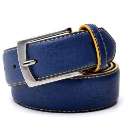 Designer-Gürtel für Herren - echtes Leder - Metallschnalle - blau