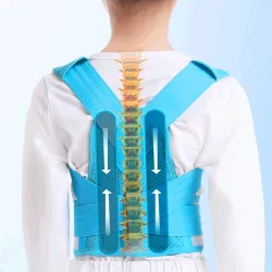 NiñosCorrector de postura infantil - cinturón ajustable - corsé ortopédico - azul