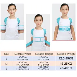 Correcteur de posture enfant - ceinture réglable - corset orthopédique - bleu