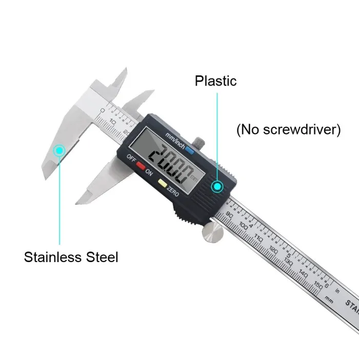 Vernier numérique - pied à coulisse électronique - micromètre - outil de mesure de profondeur - acier inoxydable