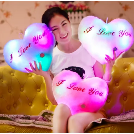 Animales de pelucheCojín en forma de corazón z - TE AMO - luces LED