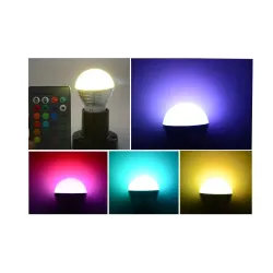E27Bombilla mágica LED RGB - 16 colores cambiantes - con mando a distancia IR - E27 - 5W - 7W