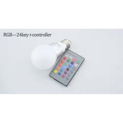 E27Bombilla mágica LED RGB - 16 colores cambiantes - con mando a distancia IR - E27 - 5W - 7W