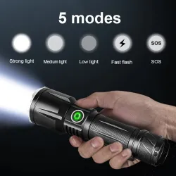 XHP199 / XHP50.2 - mocna latarka LED - USB - wodoodporna - z możliwością powiększaniaLatarka