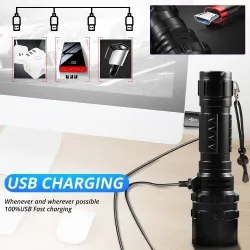 XHP220 / XHP120 - mocna latarka LED - latarka taktyczna / wojskowa - USB - wodoodporna - zoomowalna - 5000000 LMLatarka