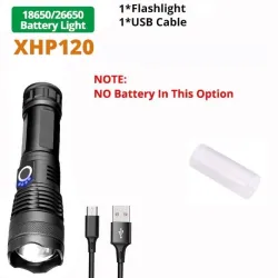 XHP220 / XHP120 - mocna latarka LED - latarka taktyczna / wojskowa - USB - wodoodporna - zoomowalna - 5000000 LMLatarka