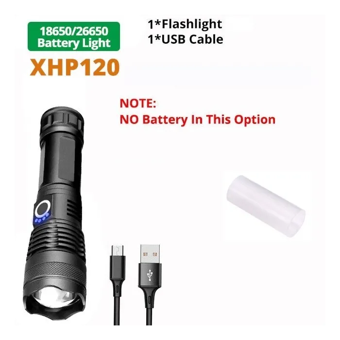 XHP220 / XHP120 - lanterna LED poderosa - lanterna tática / militar - USB - à prova d'água - com zoom - 5000000 LM