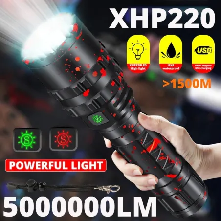 XHP220 / XHP120 - powerful LED flashlight - tactical / military torch - USB - waterproof - zoomable - 5000000 LMTorches
