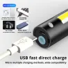 Mini LED flashlight - USB - COB - waterproof - telescopic zoomTorches