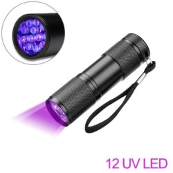 Lanterna UV - 21 LED / 12 LED - 395-400nm - verificador de dinheiro falso