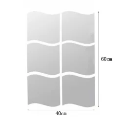 Miroir en forme de vagues - sticker mural - carreaux auto-adhésifs - 6 pièces