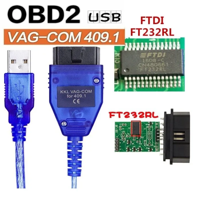 DiagnósticoVAG COM VAG409.1 KKL - Cable de diagnóstico USB - OBD2 OBDII
