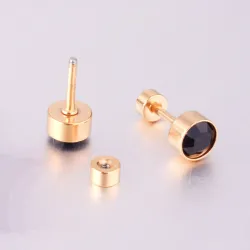 Örhängen i rostfritt stål - med cubic zirconia - vridbar ände