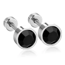 Øreringe i rustfrit stål - med cubic zirconia - drejelig ende