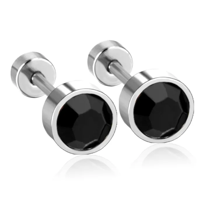 Øredobber i rustfritt stål - med cubic zirconia - vridbar ende