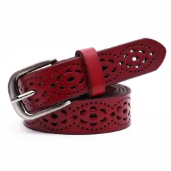 Cintura alla moda scavata - vera pelle - fibbia in metallo