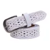 Ceinture évidée à la mode - cuir véritable - boucle en métal