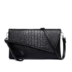 Vintage kleine clutch - schoudertas - krokodillenleer patroon - met ritsHandtassen