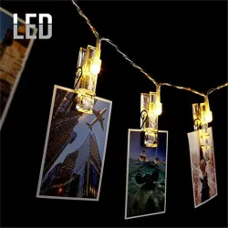 LED string - garland with clips - kuvat ripustin - akkukäyttöinen