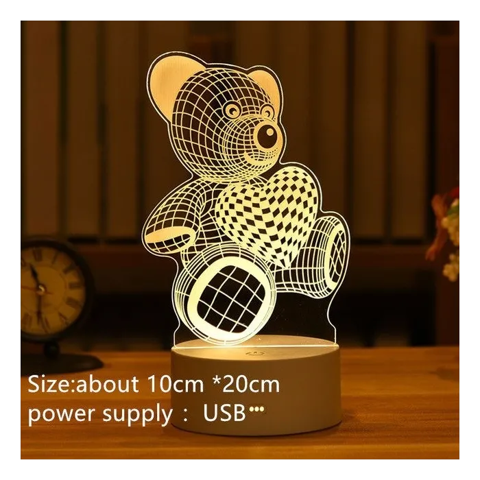 Luces & IluminaciónLámpara LED acrílica 3D - Luz nocturna USB - alce - oso - árbol de Navidad - manzana - luna